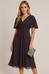 V-Neck Waist Trimming Swing Dress