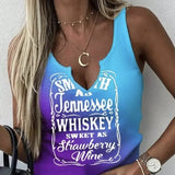 Ladies' Colorful Gradient Letter Print V-Neck Vest – Casual & Stylish