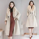 Winter Coat with Faux Fur Collar-Beige-1