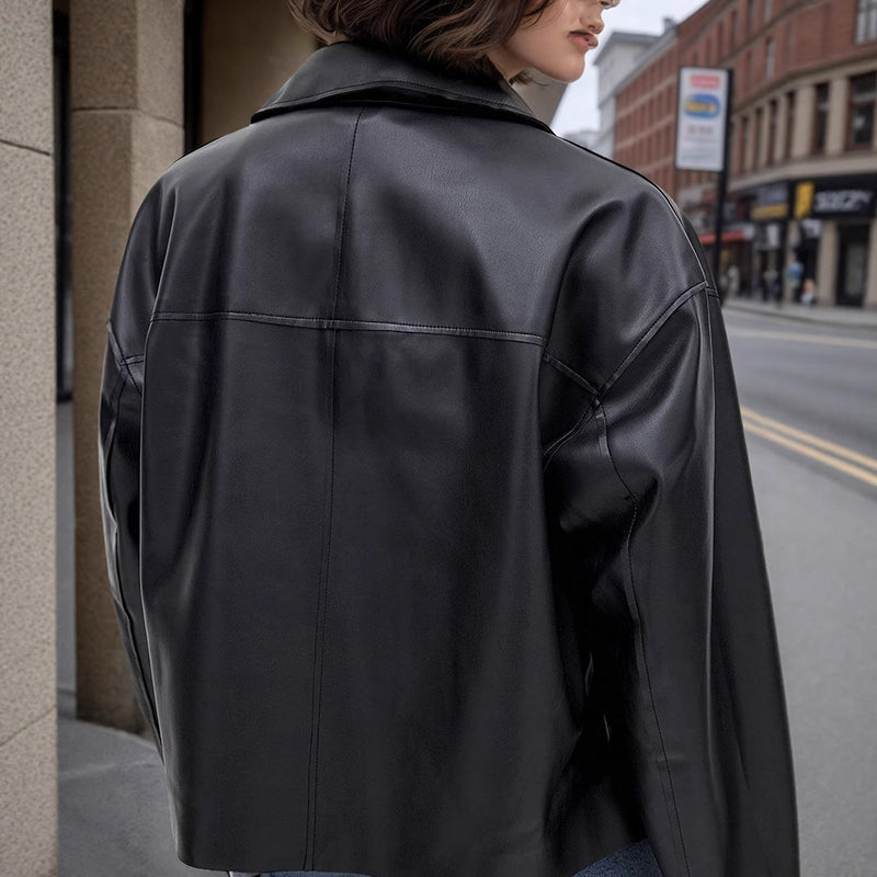 Cropped Faux Leather Jacket