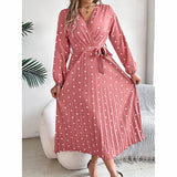 Polka Dot Maxi Dress with Belt