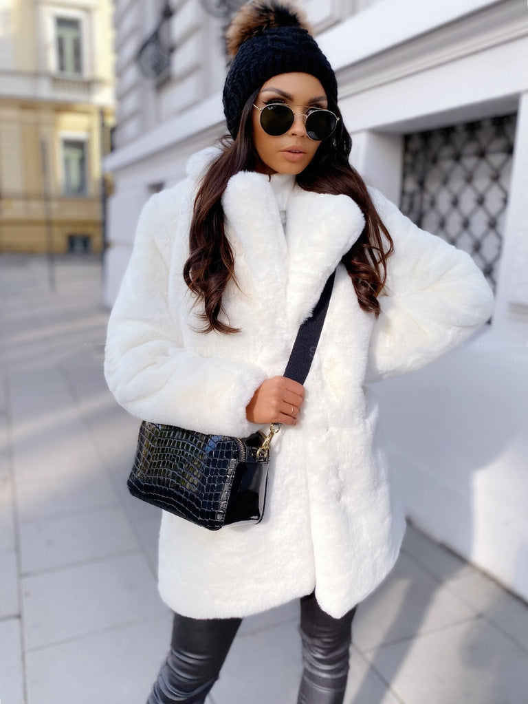 Chic Faux Fur Lapel Coat for Women