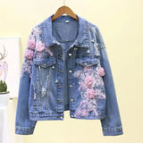 Floral Embroidered Denim Jacket for Women – A Touch of Elegance