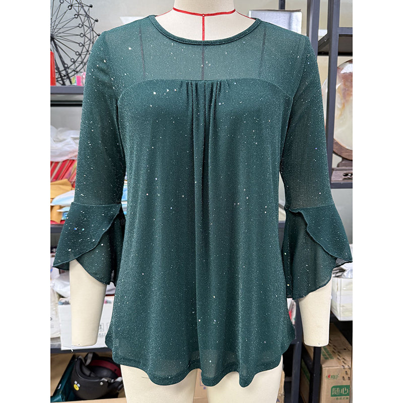 Ruffle Sparkle 3/4 Sleeve Top