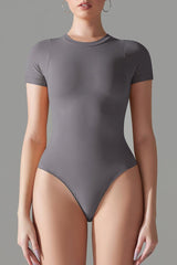 Round Neck Short Sleeve Active Bodysuit