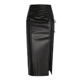 PU Leather Midi Pencil Skirt