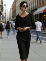 Womens Solid-Color Body-Con Plus-Size Dress With A Sophisticated Look