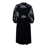 Lace Stitching Pleated Hollow-out Plus Size African Dress
