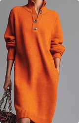 Chic Cozy V-Neck Sweater Dress