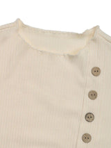 Perfee Decorative Button Round Neck Long Sleeve Bodysuit-7