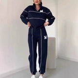 Womens 2 Piece Outfits Lounge Hoodless Pullover Sweatshirt Sweatsuit Sets Sweatshirt Baggy Fashion Sweatpants With Pockets-Black-4