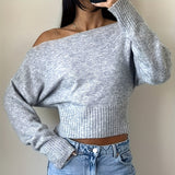 Off-Shoulder Cropped Sweater