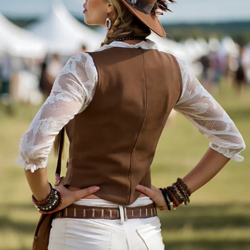 Lace Trim V-Neck Blouse Elegance