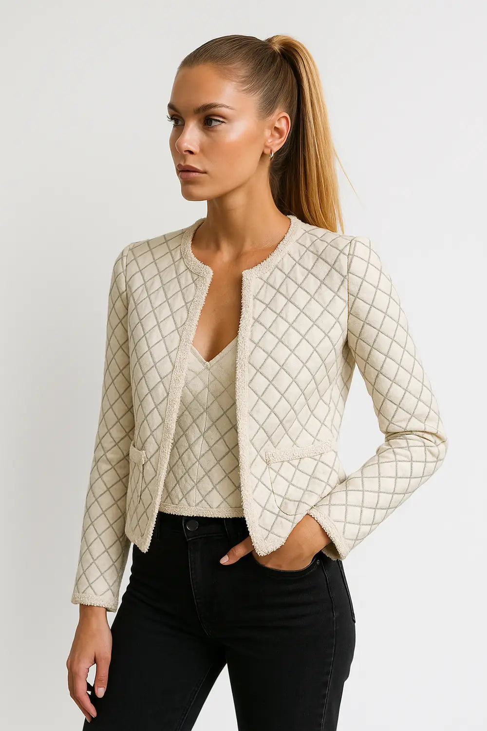Naisten Chic Cropped Tweed-takki