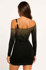 Gold-to-Black Ombre Glitter Mini Dress