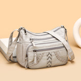 Leather-Texture Multi-Layer Crossbody Bag