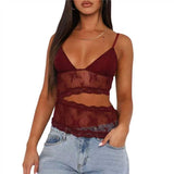 Lace Stitched V-Neck Bralette - Chic Backless Top