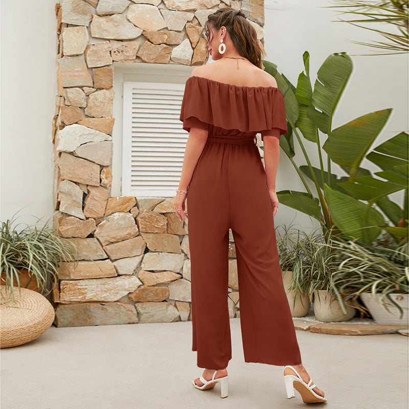 Women’s Lace-Up Cropped Top with Wide-Leg Pants | Stylish Two-Piece Set