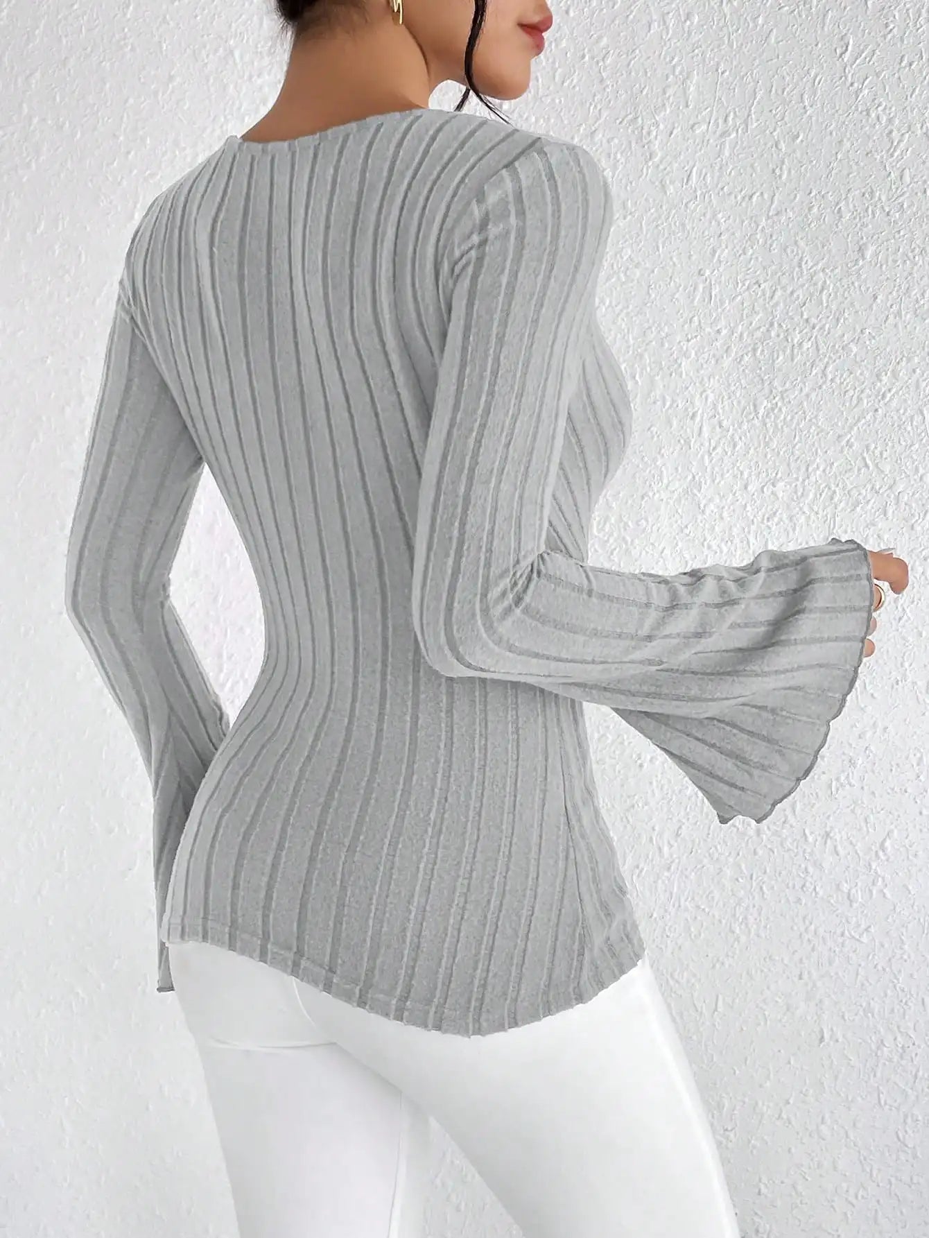 Ribbed Wrap Knit Top