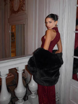 Red Sequin Evening Gown