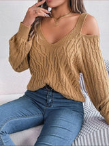 Off-Shoulder Cable Knit Layer