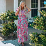 V-Neck Sleeve Floral Maxi Dress for Women