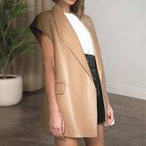 Faux Leather Vest with Belt