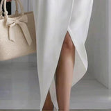 Lapel Midi Bodycon Dress with Pockets