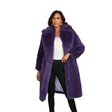 Chic Plush Fur Coat with Suit Collar