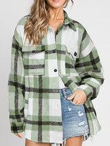 Chic Plaid Buckle Jacket for Women