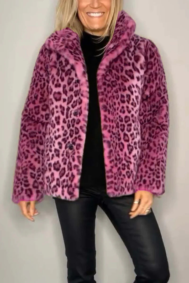 Chic Leopard Faux Leather Jacket