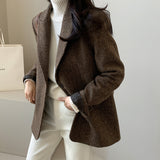 Chic Solid Wool Blazer for Women