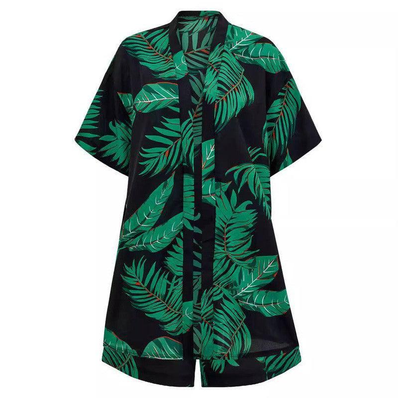 Tropical Kimono Shorts Set - Boho Beachwear-9