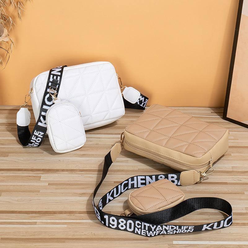 2Pcs Rhombus Shoulder Bag With Wallet Letter Print Wide-6