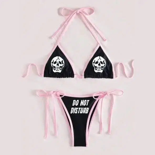 3D Skull And Starry Sky Print Bikini Ladies Split Swimwear-Blackskull-1