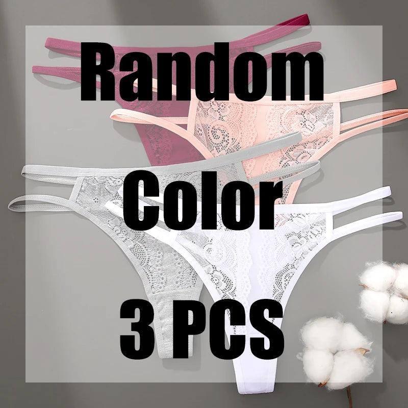 3Pcs/Set Lace Hollow Out Thongs Women Panties Low Waist-9