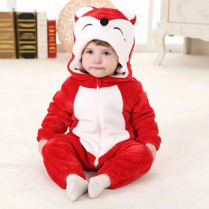 Baby flannel three-dimensional shape jumpsuit-Fox-2