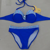 Beach Patchwork Bikinis Set Beach Women Blue Bikini Sexy-Blue-3