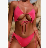 Bikini Strap Ladies Swimsuit Pure Color Swimsuit Split-S-2