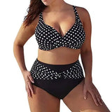 Black and white wave dot cross bikini-2