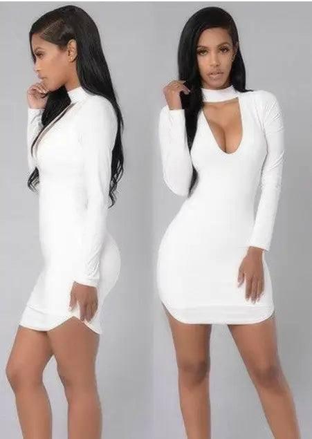 bursting, V collar, cocktail dresses and dress sexy dresses-White-6