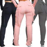 Cargo Pants With Pockets High Waist Drawstring Wide Leg-8