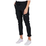 Casual Cargo Pants With Pockets Solid Color Drawstring Waist Pencil Trousers For Women-8