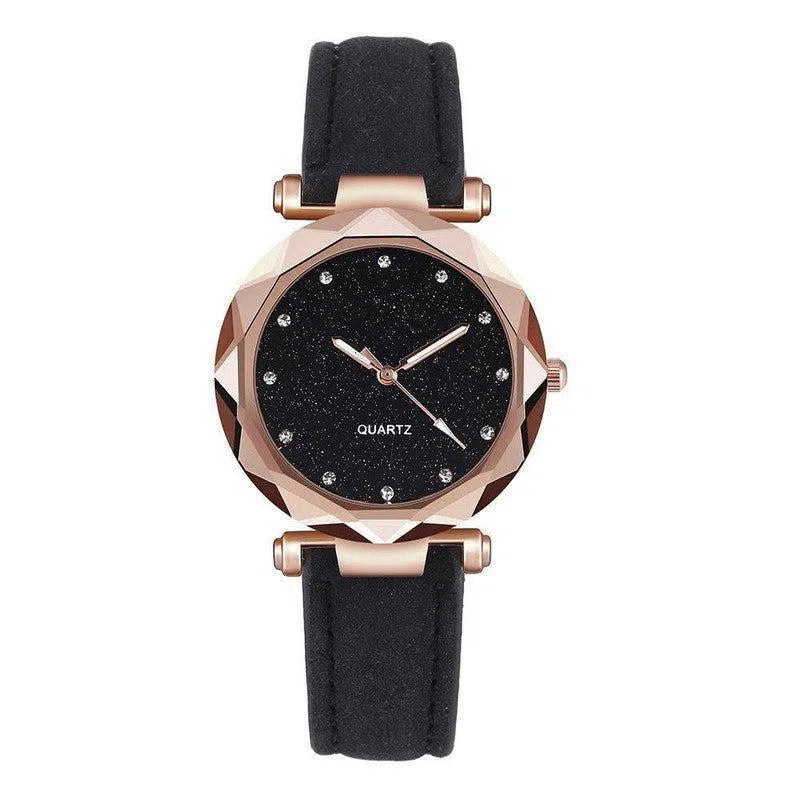 Casual Women Romantic Starry Sky Wrist Watch Leather Rhinestone Designer Ladies Clock-10