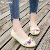 Vintage Flats Flower Slip On Cotton-2