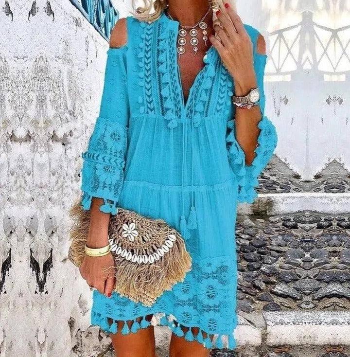 Chic Fringe Long Sleeve Dres-8