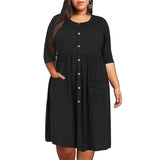 Chic Plus-Size Buttoned Midi Dress for Women-7