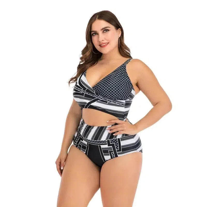 Women Plus Size Swimsuit One Piece Push Up Swimwear Large Big Plussize Swimming Suits Beachwear Bathing Suits For Famale-4