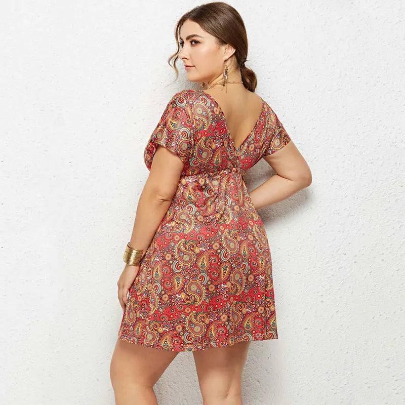 Chic Plus-Size Paisley Summer Dress for Women-2