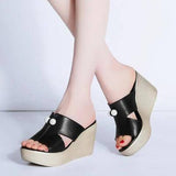 Chic White Wedge Sandals: Elevate Your Style-black-2